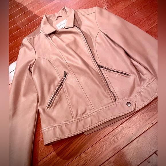 New women’s vegan leather mauve nude moto jacket size M - Picture 14 of 16